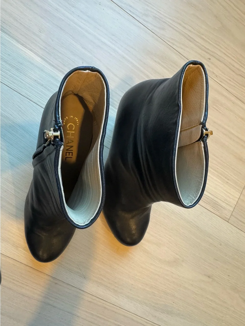 CHANEL Black Leather Platform Ankle Booties 40.5 - Picture 7 of 12